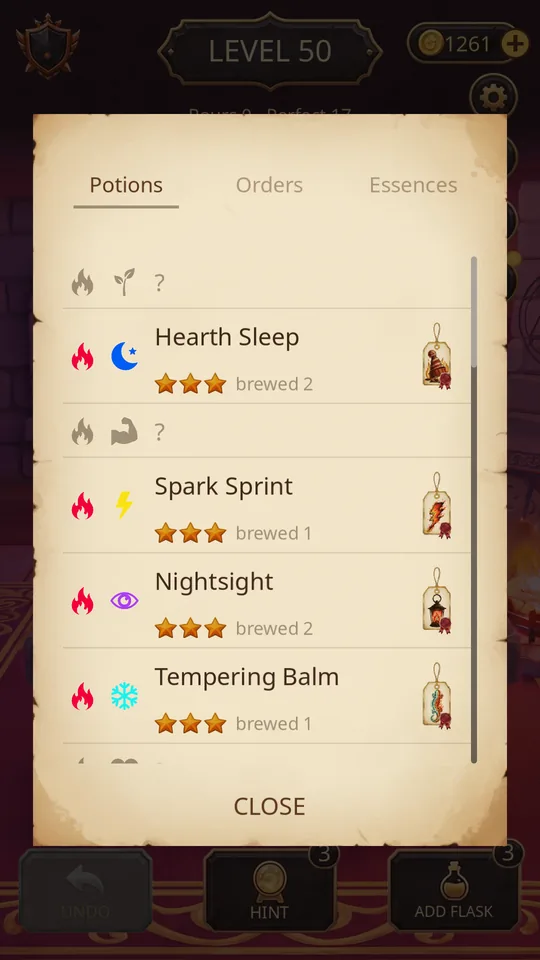 Grimoire with brewed potions